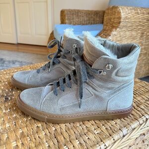 Brunello Cucinelli Suede High Top Wedge Sneakers